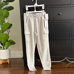 90 Degree By Reflex Girls Light Heather Gray and Black Cargo Joggers